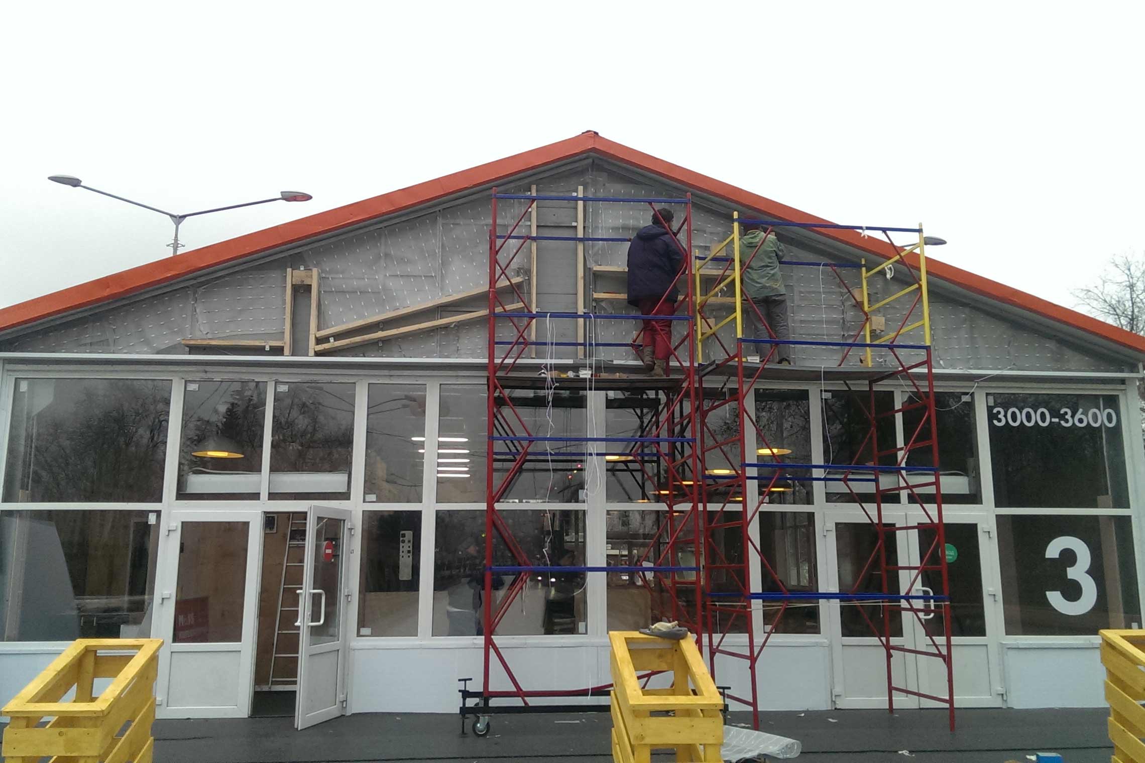 монтаж козырька